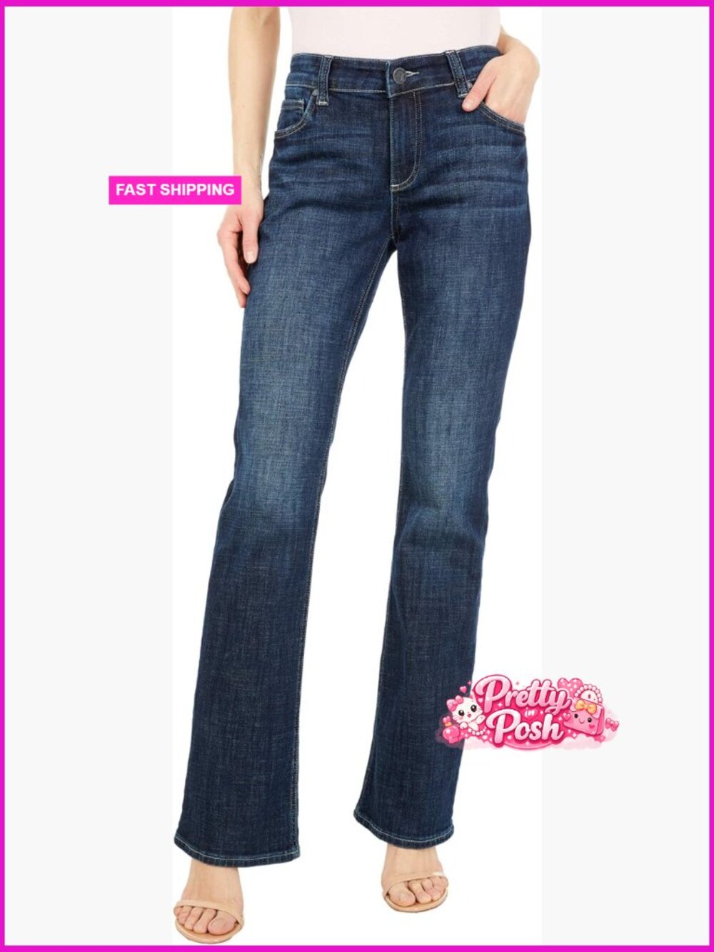 High Rise Bootcut Jeans 33" Inseam Cotton Stretch
